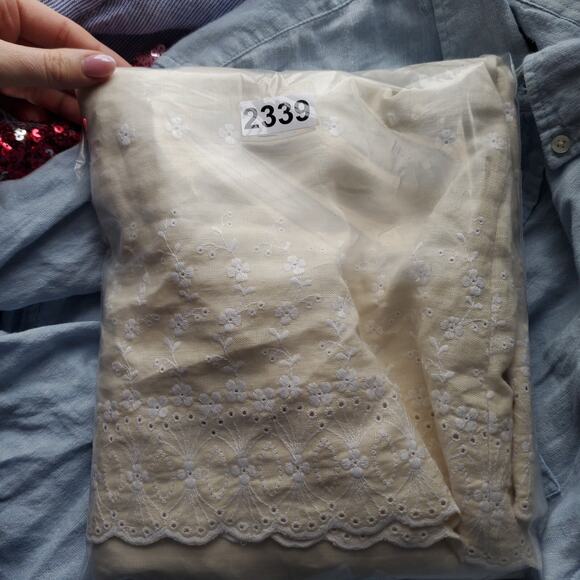 Banana Republic Linen Dress White Ivory Eyelet Sleeveless Whimsy Fairy Coastal - Picture 9 of 9